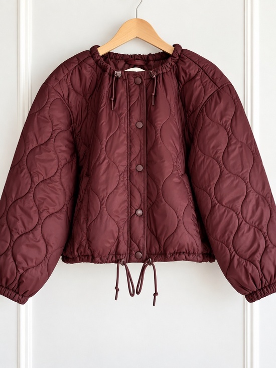 Free Assembly Jackets & Blazers - Quilted Cinched Waist Liner Jacket. Mauve-burgandy. Size S